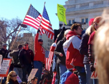 Video: Stand up for jobs, workers’ rights and peace from Wisconsin to Washington